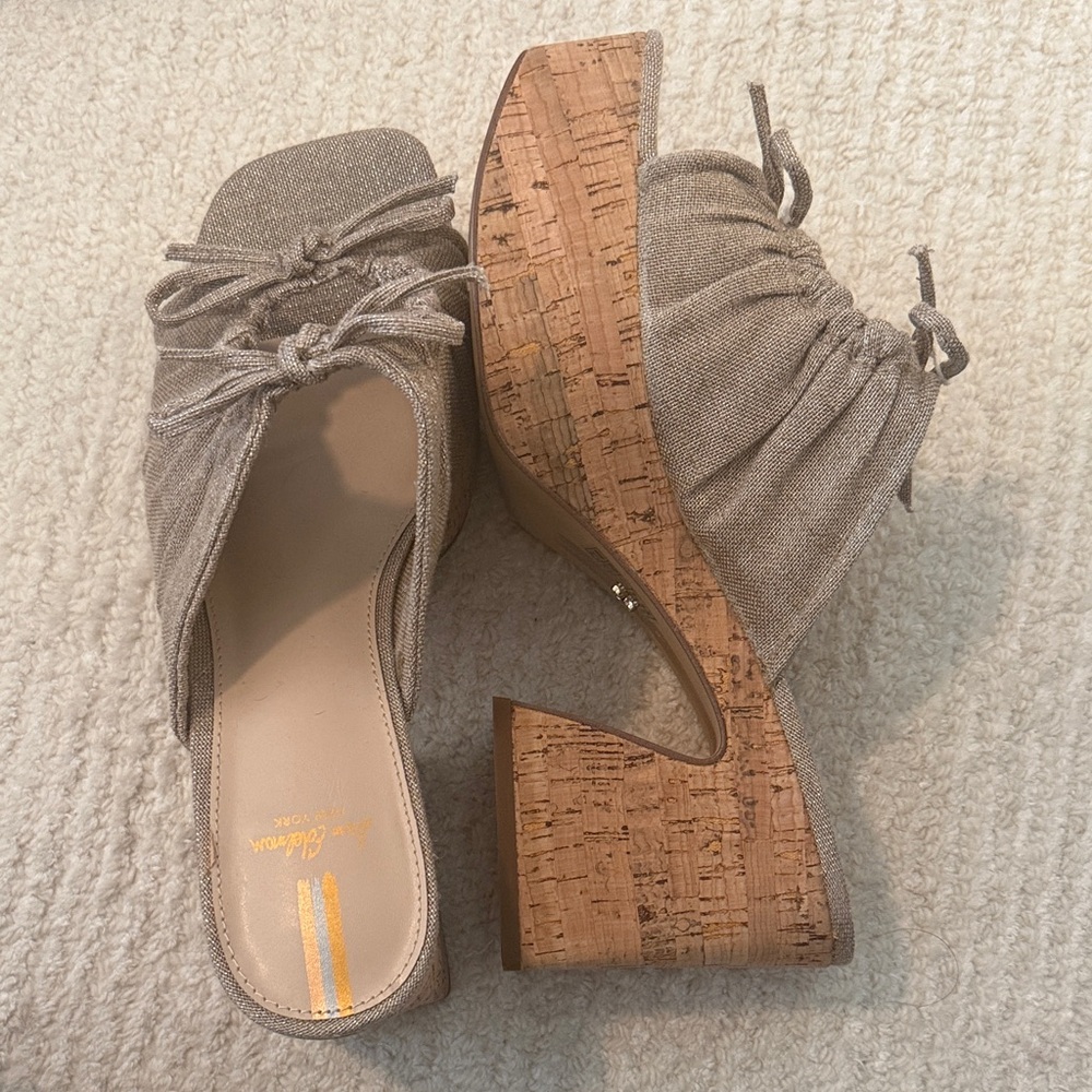 Sam Edelman Beige Platform Wedge Sandals